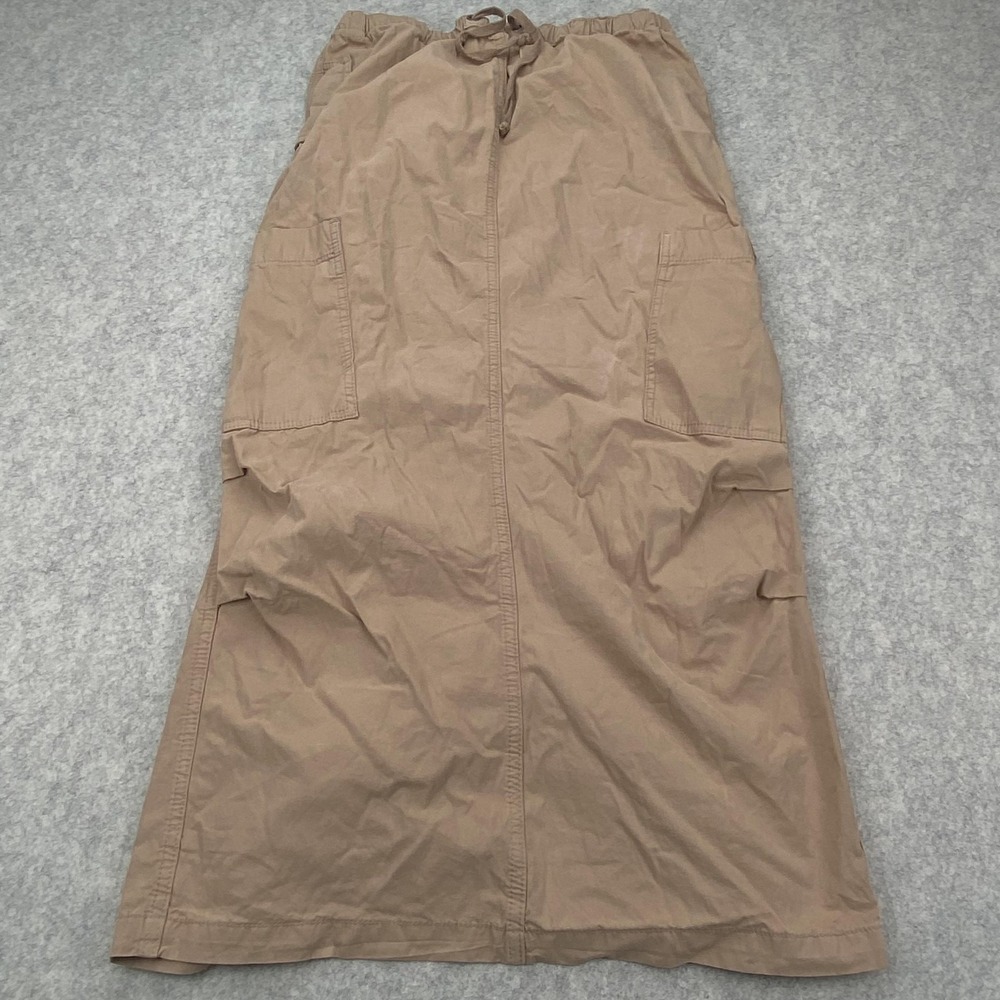 Jaded London Skirt Womens 4 Beige Cargo Maxi Cotton Drawstring Utility Pockets